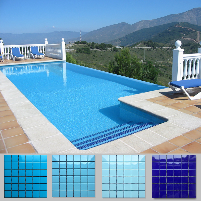 factory supply 5x5 solid blue porcelain mosaic for decor 